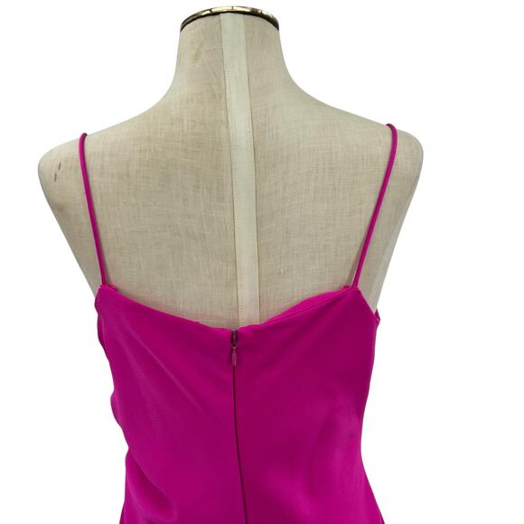 Bhldn Jennings Satin Dress Cowl-Neck‎ Ruched Side-Slit Satin Gown Fuchsia Size 4 - Picture 10 of 16